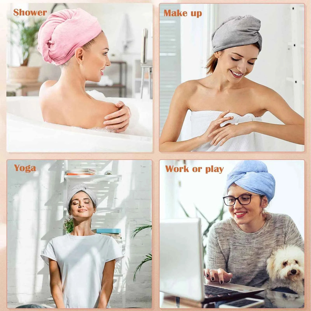 Microfiber Hair Towel Wrap 3-Pack